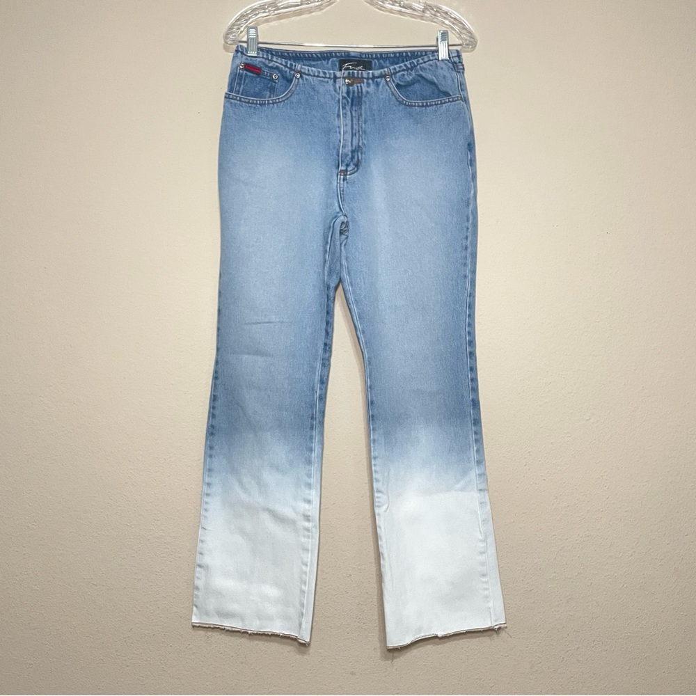 Y2K Fubu Collection Women's Ombré Jeans Straight Leg Low Rise Flare Size 9/10